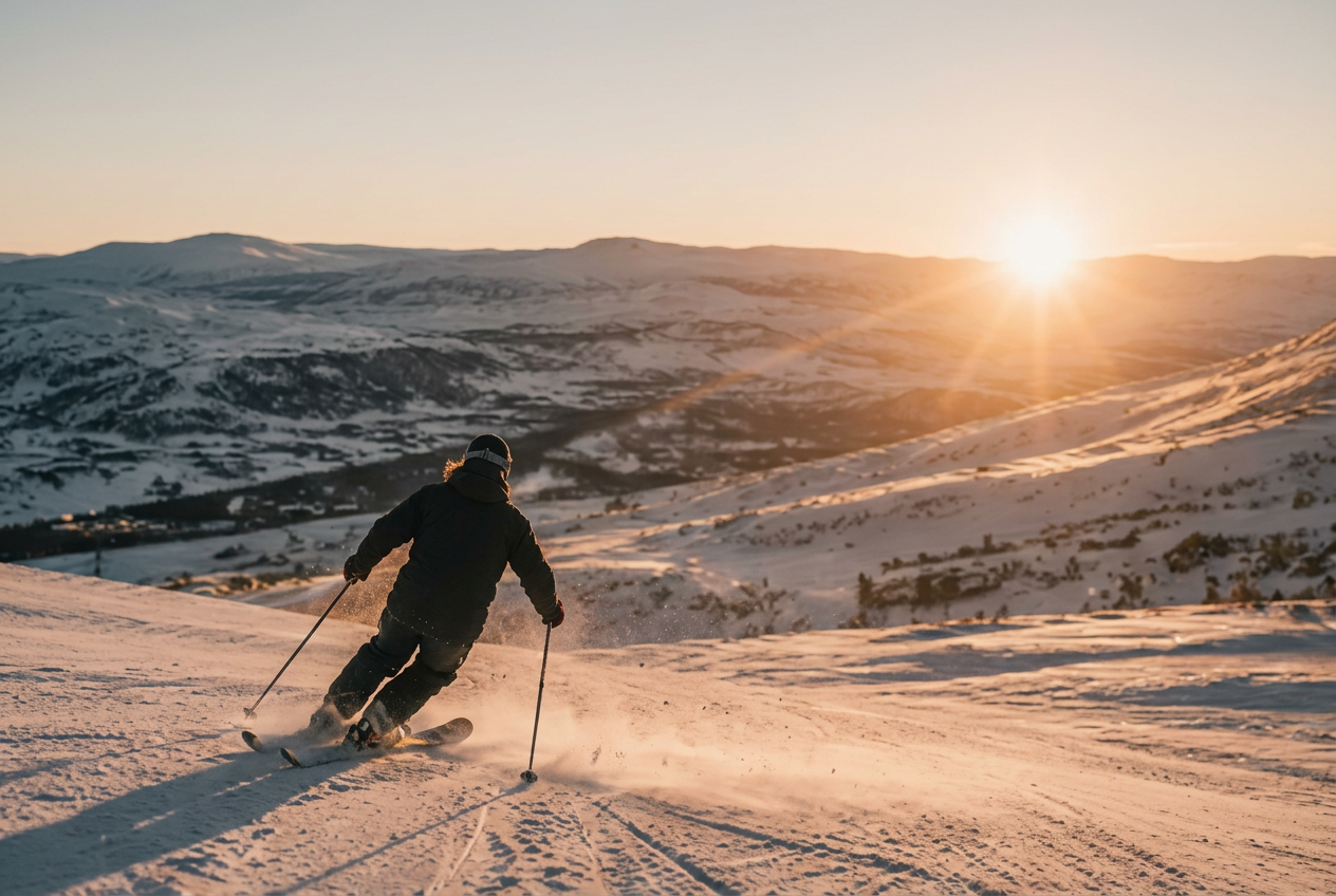 The ski slope and village in Hemavan